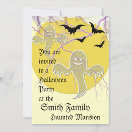 Convites Fantasmas de convidados, morcegos, relâmpagos