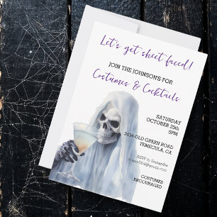 Convites Fantasmas de Lençol Rostos de Fantasia e Coquetéis