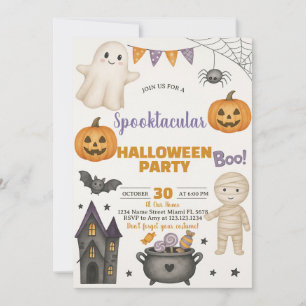 Convites Fantasmas, Pumpkins e Figurume Bash Invite