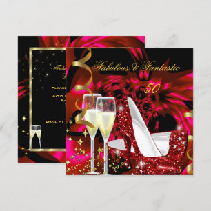 Convites Fantástico 50 Fantásticos Aniversário Vermelho Dou