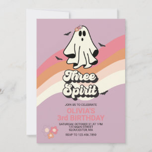 Convites fantástico Espírito retrô Halloween Três Aniversár