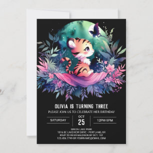 Convites Fantasy Adorable Tiger Birthday