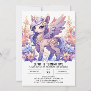 Convites Fantasy Adorable Unicorn Digital Birthday