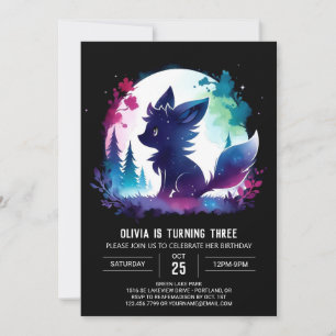 Convites Fantasy Adorable Wolf Birthday