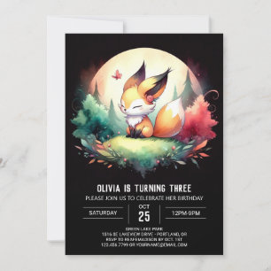 Convites Fantasy Digital Fox Birthday