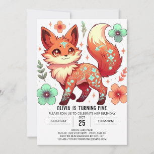 Convites Fantasy Editable Fox Digital Birday