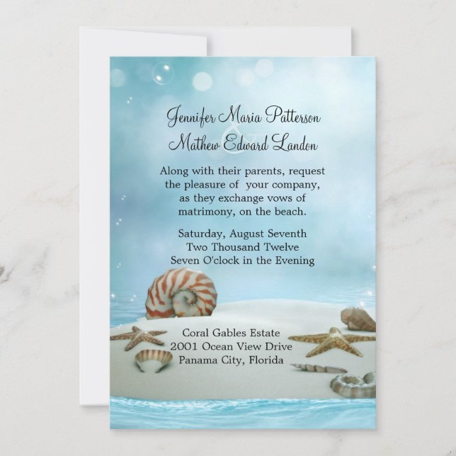 Convites Fantasy Eethal Beach Weding Invitation (Frente)