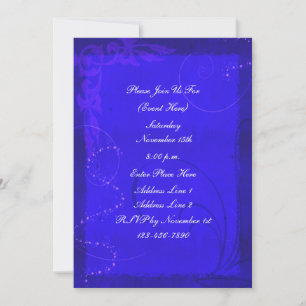 Convites Fantasy Electric Blue Swirl Design