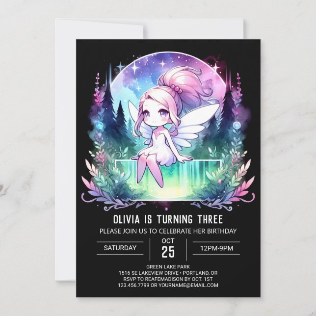 Convites Fantasy Fairy Birthday (Frente)