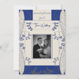 Convites Fantasy Fairy Weditation em Azul e Dourado 