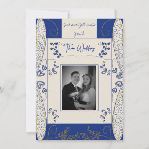 Convites Fantasy Fairy Weditation em Azul e Dourado 