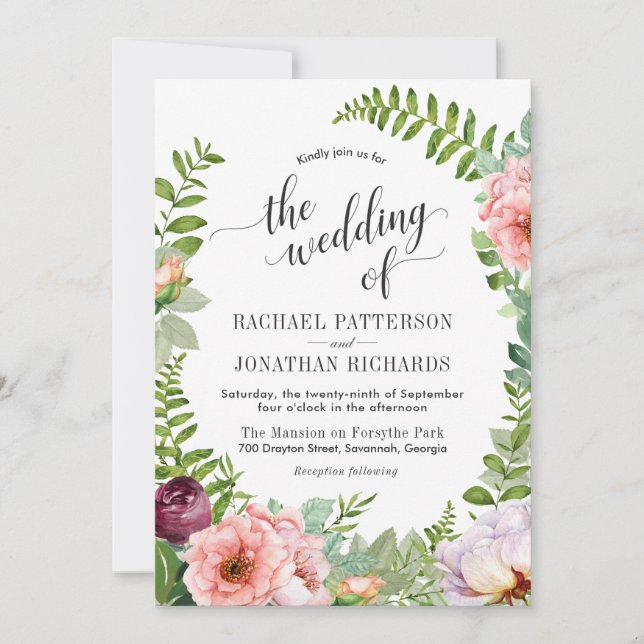 Convites Fantasy Floral Wreath Wedation Invitation (Frente)