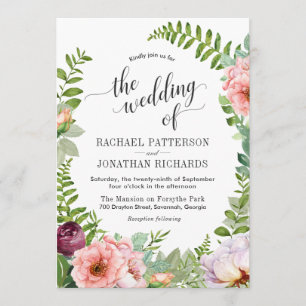 Convites Fantasy Floral Wreath Wedation Invitation