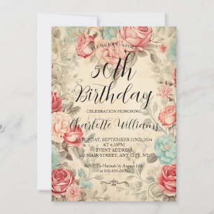 Convites Fantasy Florals Women 50th Birthday