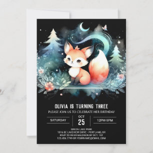 Convites Fantasy Fox Modern Birthday digital