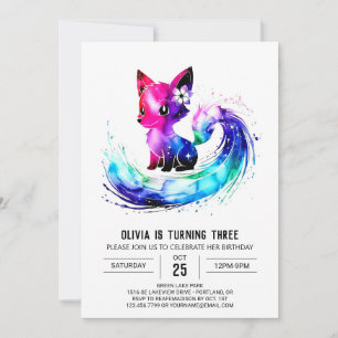 Convites Fantasy Girly Fox Digital Girl Birthday