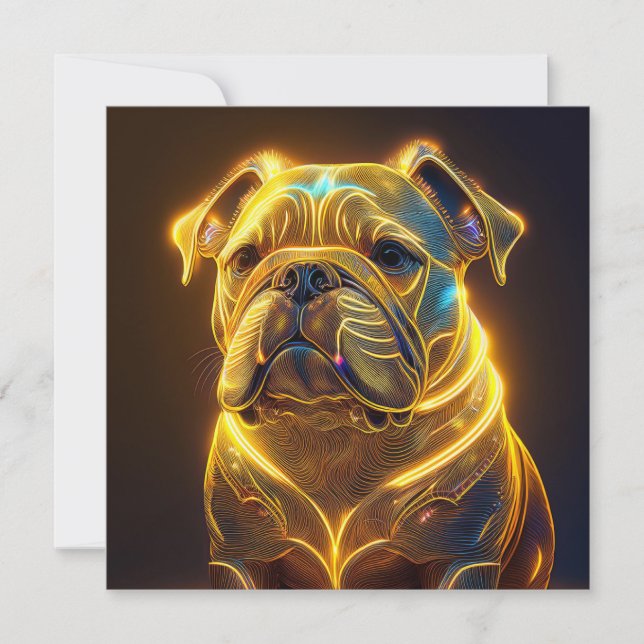 Convites Fantasy Image Neon Yellow English Bulldog (Frente)