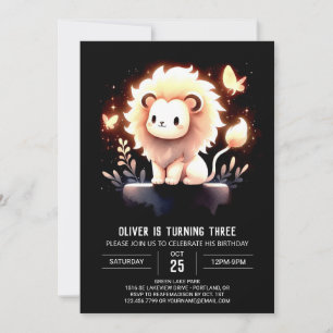 Convites Fantasy Lion Birthday minimalista