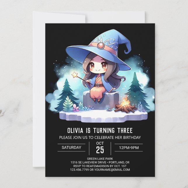 Convites Fantasy Little Wizard Birthday (Frente)