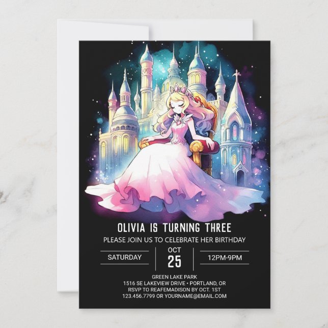 Convites Fantasy Princess Birthday (Frente)