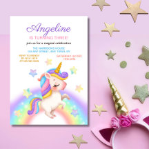 Fantasy Rainbow Stars Unicorn Girl Birthday