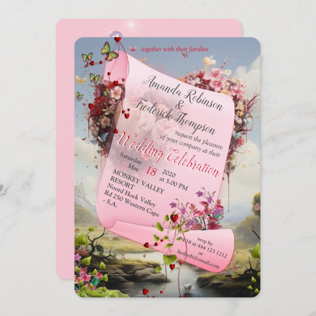 Convites Fantasy Realms of Magic Scenery designs (Frente/Verso)