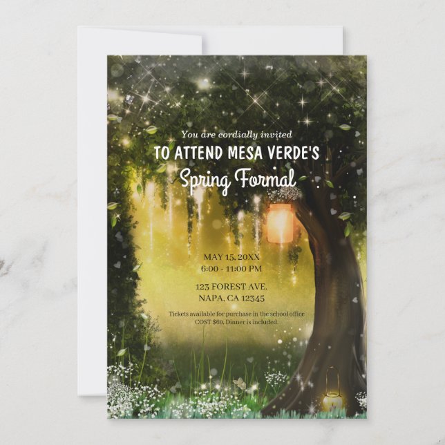 Convites Fantasy Sparkle Encantado Baile de formatura de Fl (Frente)