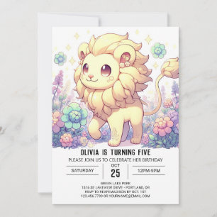 Convites Fantasy Sweet Lion Digital Birthday
