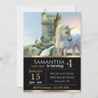 Fantasy Unicorn Medieval Castle Metallic Birthday