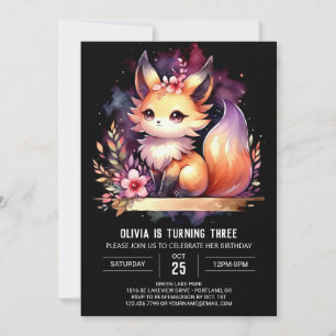 Convites Fantasy Woodland Fox Birthday digital
