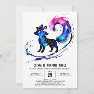Convites Fantasy Woodland Wolf Digital Girl Birthday