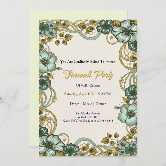 Convites Farewell Invitation Template (Frente/Verso)