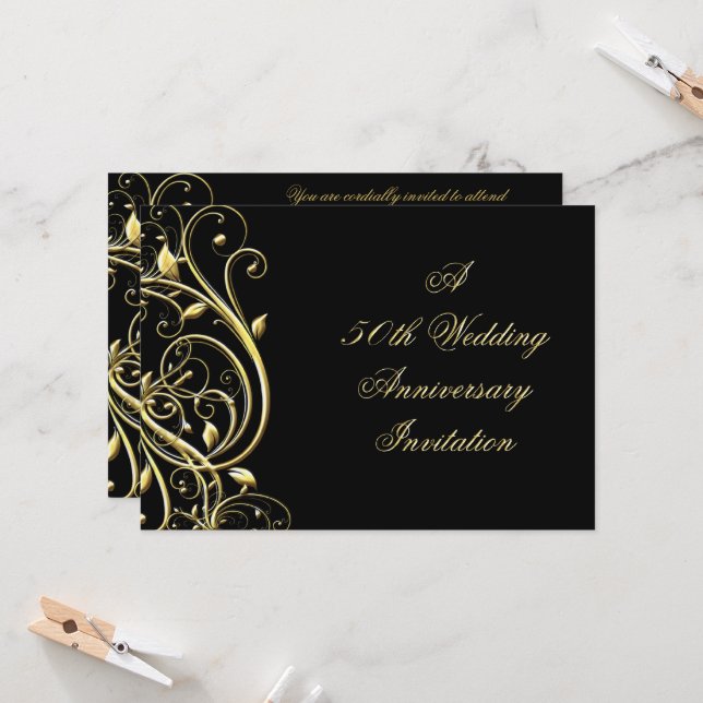 Convites Farinha Black Gold Florescer 50º Aniversário (Frente/Verso In Situ)