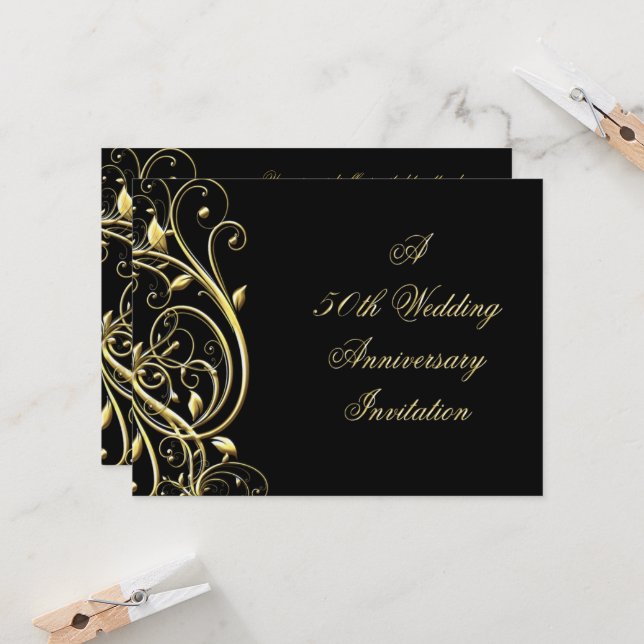 Convites Farinha Black Gold Florescer 50º Aniversário (Frente/Verso In Situ)