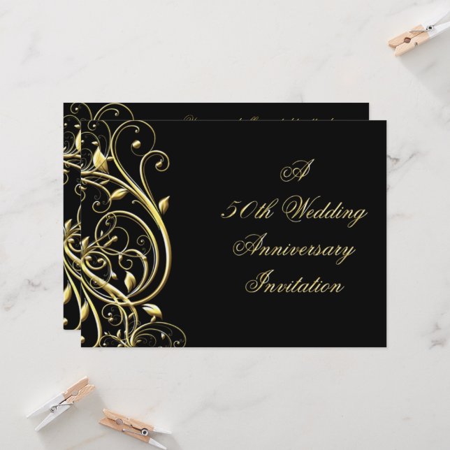 Convites Farinha Black Gold Florescer 50º Aniversário (Frente/Verso In Situ)