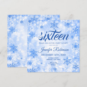 Convites Farinha de 16 Glitter Blue