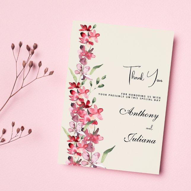 Convites Farinha verde de menta rosa-marfim Obrigado (Ivory pink burgundy mint green floral Thank You)