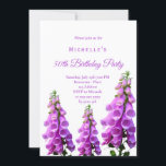Convites Farinhas silvestres rosadas cor-de-rosa branco rox<br><div class="desc">Um convite para uma festa de verão. Luvas espinhosas roxas,  cor-de-rosa,  num prado de Verão,  num fundo branco.Perfeito para um convite de aniversário 50º (ou qualquer idade) - interior ou exterior num jardim,  quintal como uma festa de chá! Personalize e adicione um nome e detalhes da parte.</div>