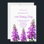 Convites Farinhas silvestres rosadas cor-de-rosa branco rox<br><div class="desc">Um convite para uma festa de verão. Luvas espinhosas roxas,  cor-de-rosa,  num prado de Verão,  num fundo branco.Perfeito para um convite de aniversário 50º (ou qualquer idade) - interior ou exterior num jardim,  quintal como uma festa de chá! Personalize e adicione um nome e detalhes da parte.</div>