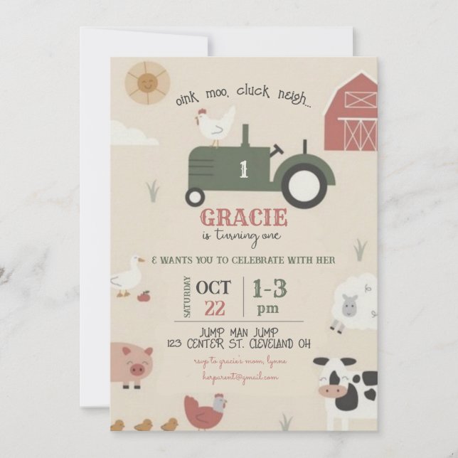 Convites Farm and Animals Birthday Invitation (Frente)