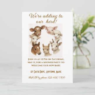 Convites Farm Animal Baby Shower Invitation