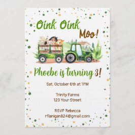 Convites Farm Animal Barnyard Birthday Invitation