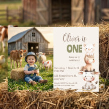 Farm Animals 1st Birthday Barnyard Baby Boy Photo
