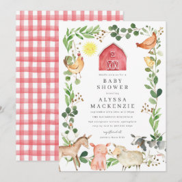 Convites Farm Animals Baby Shower Invitation