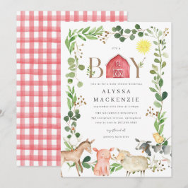 Convites Farm Animals Baby Shower Invitation