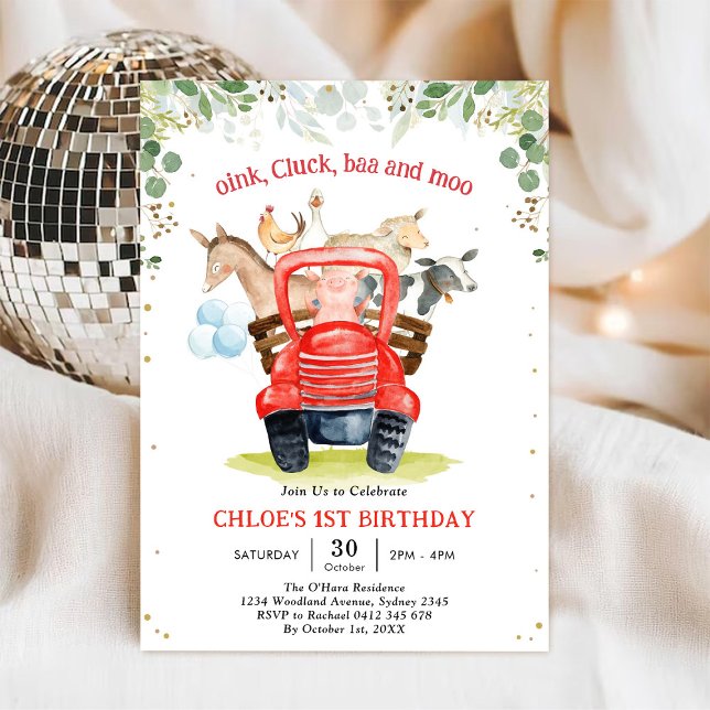 Convites Farm Animals Birthday Invitation (Criador carregado)