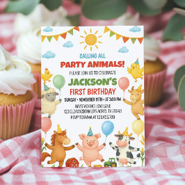 Convites Farm Animals Birthday Party Invitation