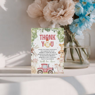 Convites Farm Animals Birthday Thank You Card
