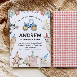 Convites Farm Animals Kids Birthday Invitation