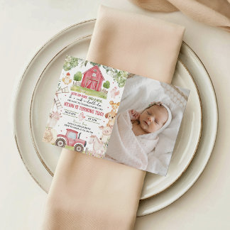 Convites Farm Animals Photo Birthday Invitation